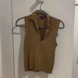 Brown Sleeveless Collared tank